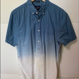 American Eagle Dip Dye Shirt Sleeve Button Up Shirt